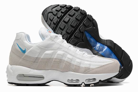 Nike Air Max 95 Men's Shoes White Grey Blue-120 - Click Image to Close